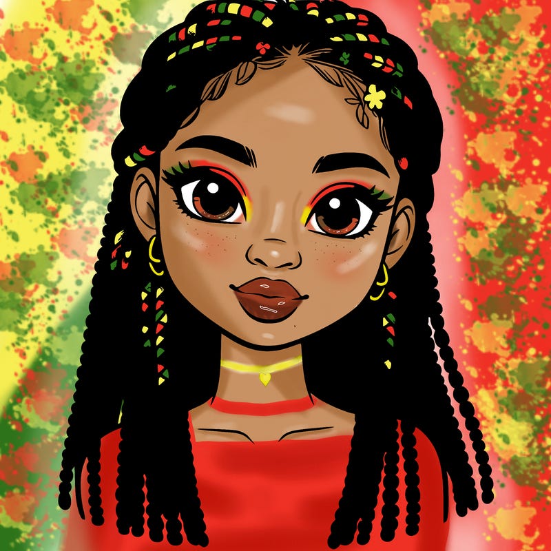 a realistic black girl with braids