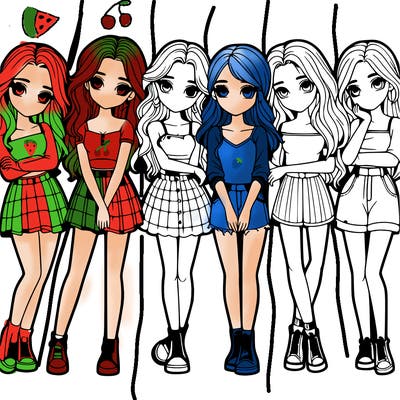 a group of girls realistic