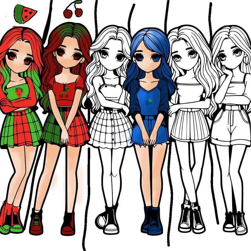 a group of girls realistic