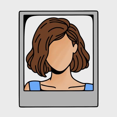 a polaroid portrait of swift's face cut off at the eyes