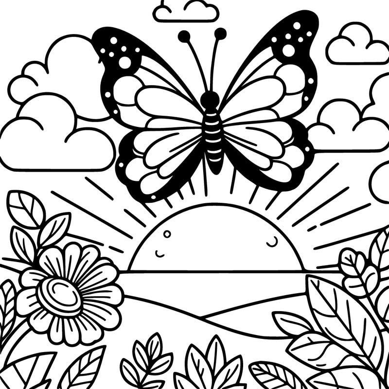 butterfly in a sunset