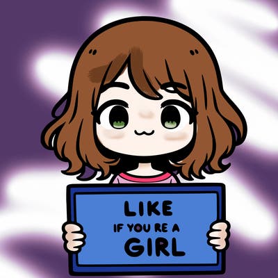 a cute girl holding a sign that says like if you’re a girl