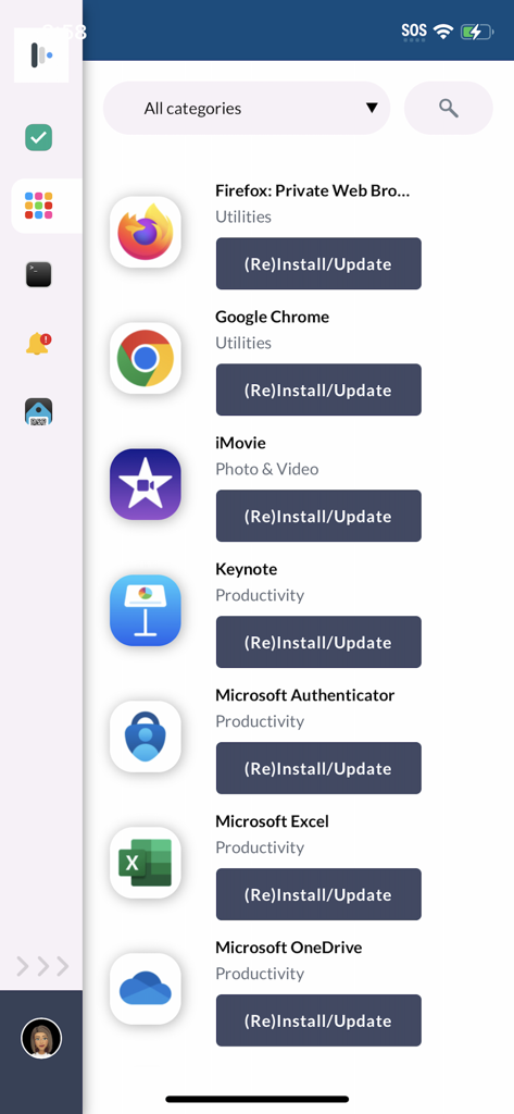 Mosyle Business self-service app catalog for corporate device management