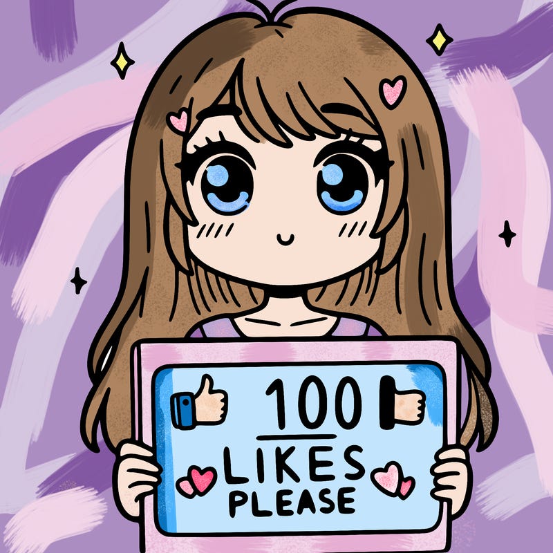 a girl with a sign saying 100 likes,please