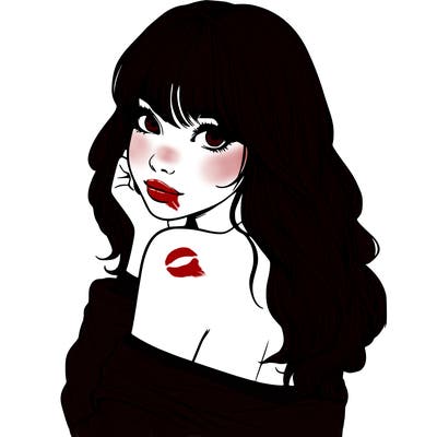 realistic girl with bangs looking over her shoulder