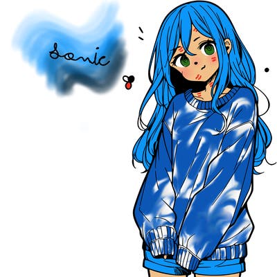 manga teen girl  in a sweater and baggy pants