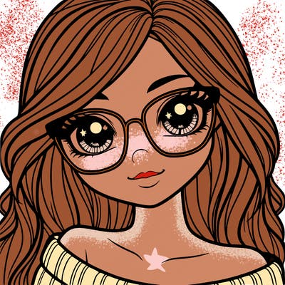 girl with beautiful eyes, hair, and glasses