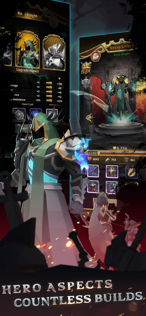 Eternal Ember - Eternal Ember hero aspect upgrade screen showing Necro Knight gear and stats