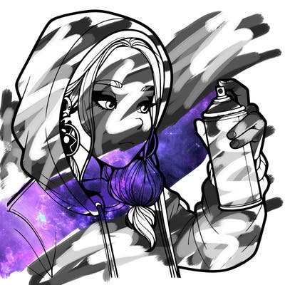 a realistic girl, spray painting