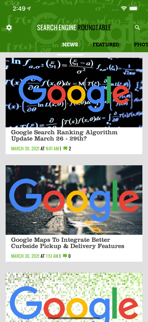 Search Engine Roundtable news feed showing Google algorithm and maps updates