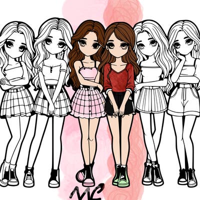 a group of girls realistic