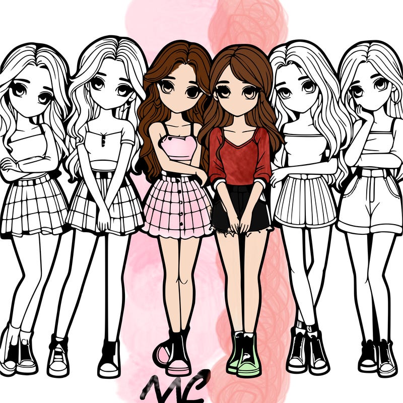 a group of girls realistic