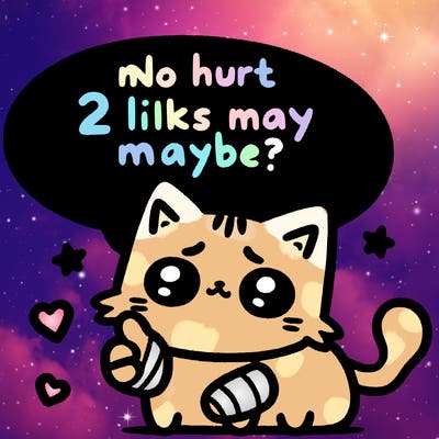 cute cat thats been hurt saiying 2 likes maybe