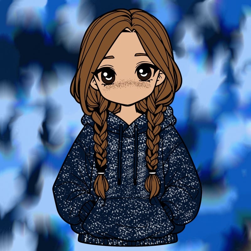 a realistic girl with a oversized hoodie and she has braids