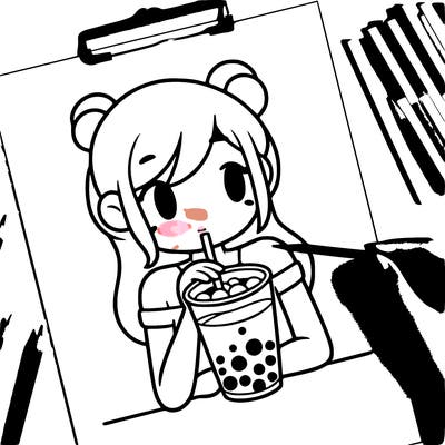 girl drinking boba