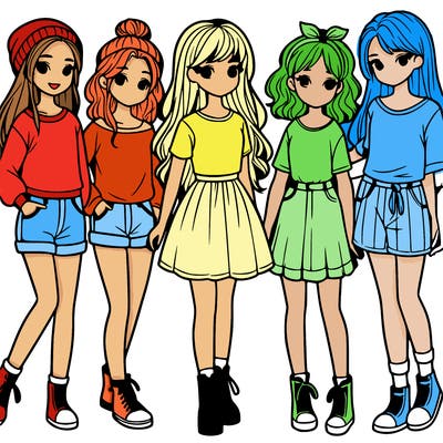 a group of five girls