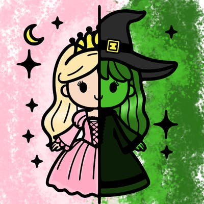 split princess and witch