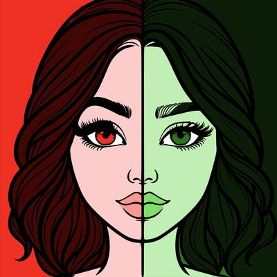 realistic girl split half