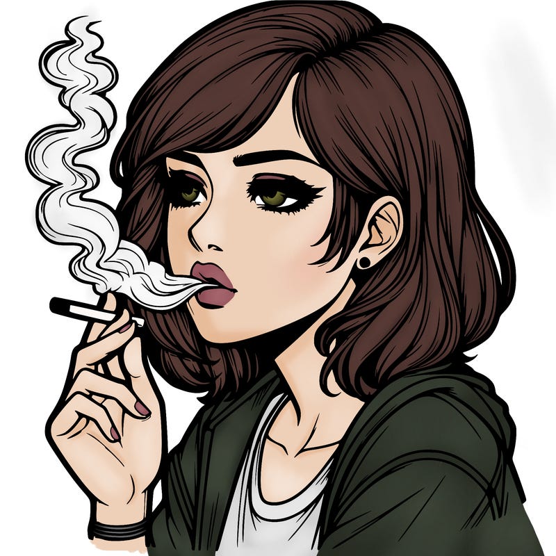 realistic girl smoking