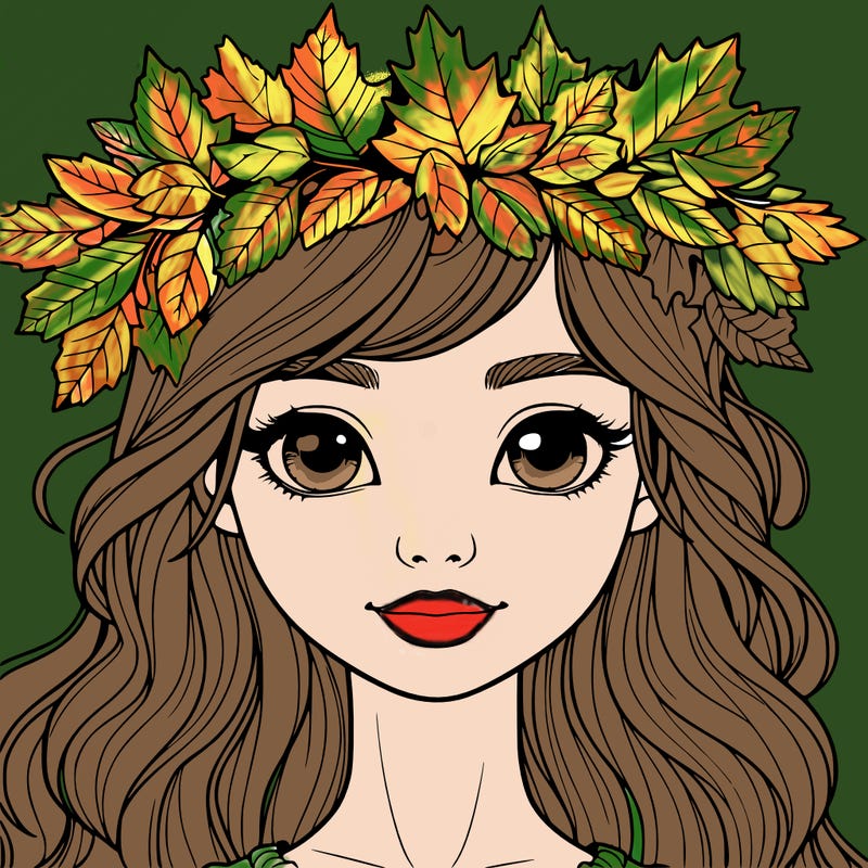 realistic girl with fall leaf crown