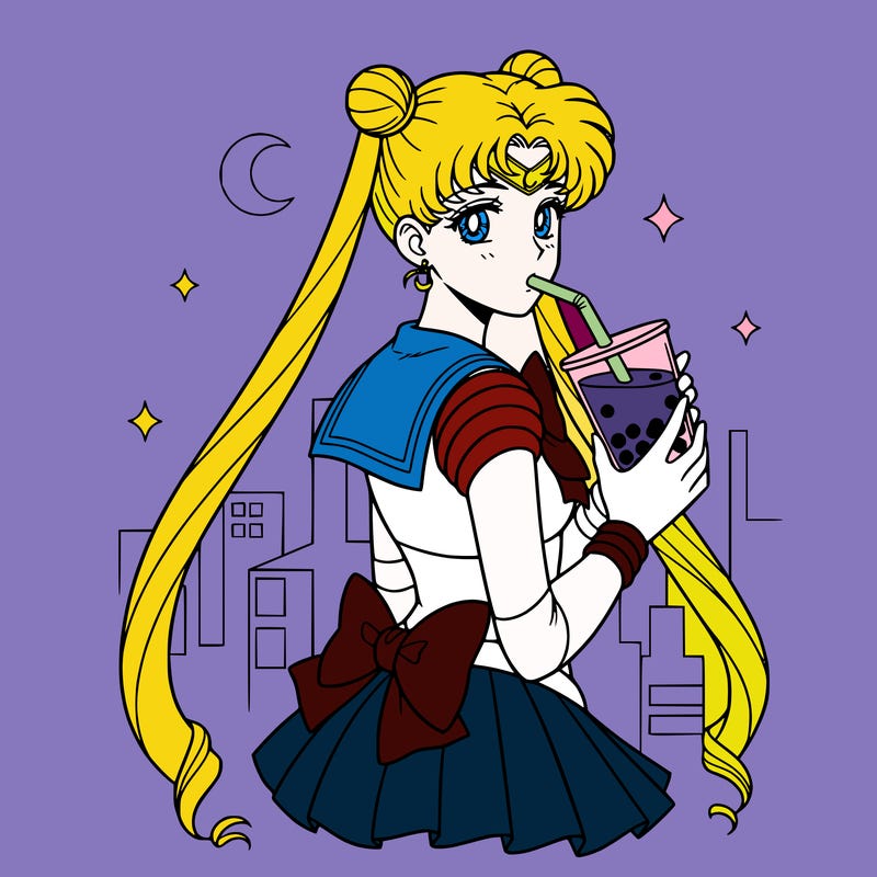 sallior moon drinking boba