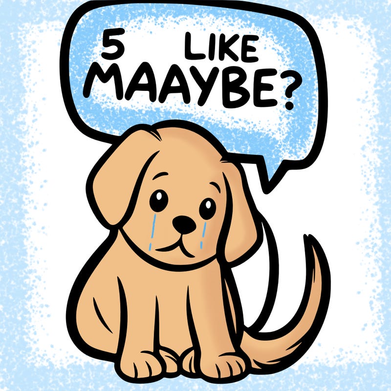 a puppy that says 5 like maybe