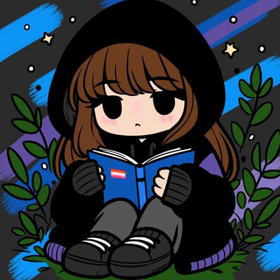 girl in oversized hoodie reading a book