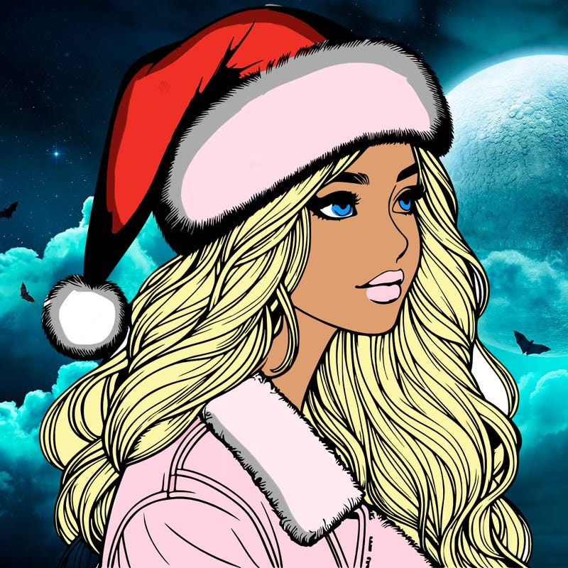 realistic girl in santa hat