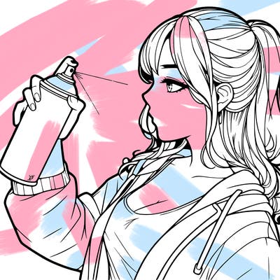 a realistic girl spray, painting