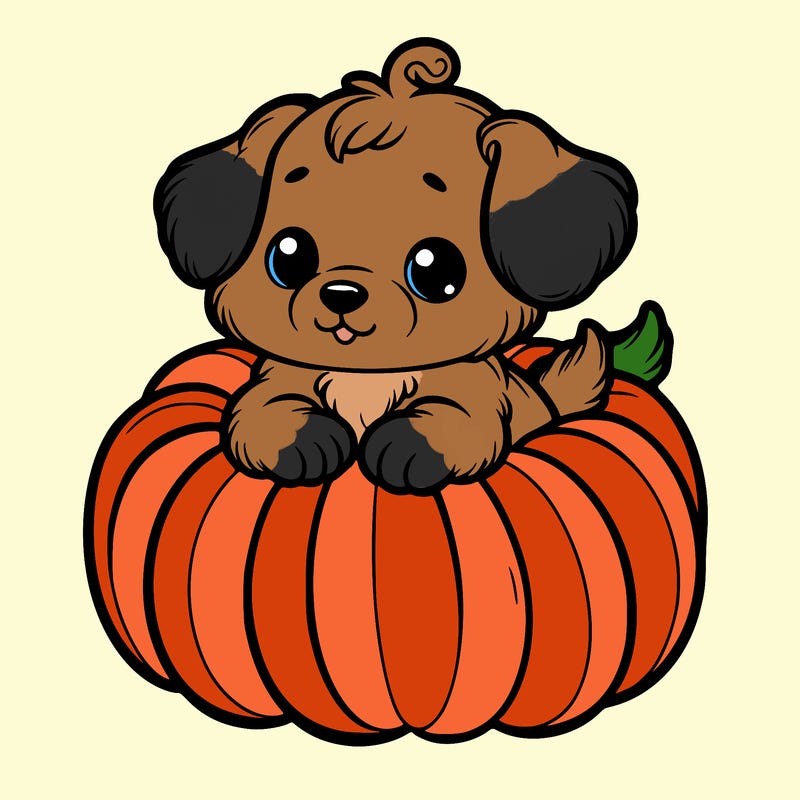cute little puppy in a pumpkin