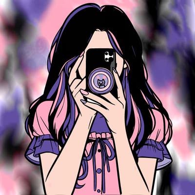 a realistic girl holding her phone taking pictures