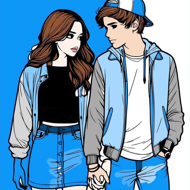 realistic teen couple holing hands