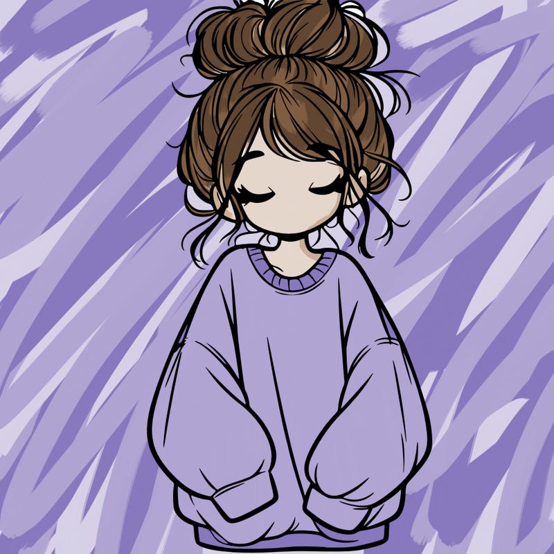 girl with baggy sweatshirt and messy bun