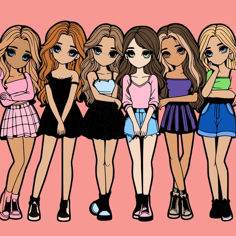 a group of girls realistic