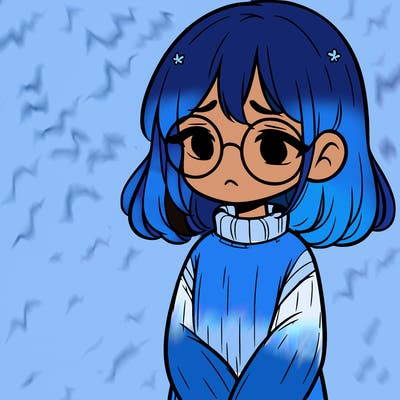 sad girl with glasses in a sweater