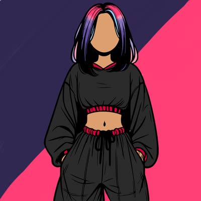 realistic girl faceless with baggy pants and a crop top