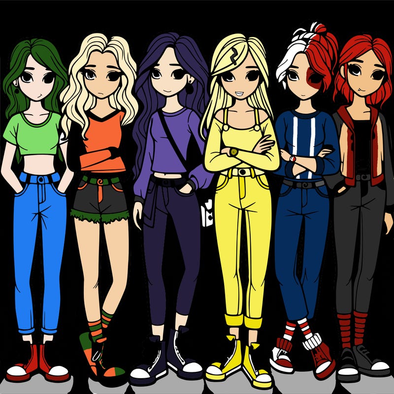 a group of teenage girls in a line