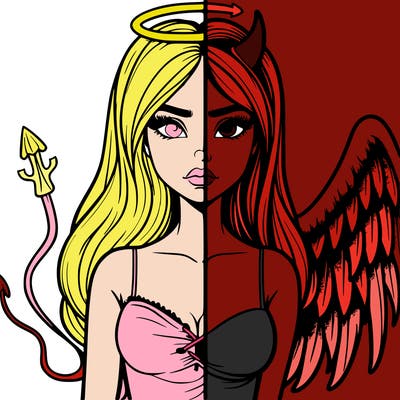 devil vs angel realistic girl