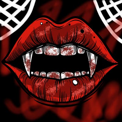 lips with vampire teeth