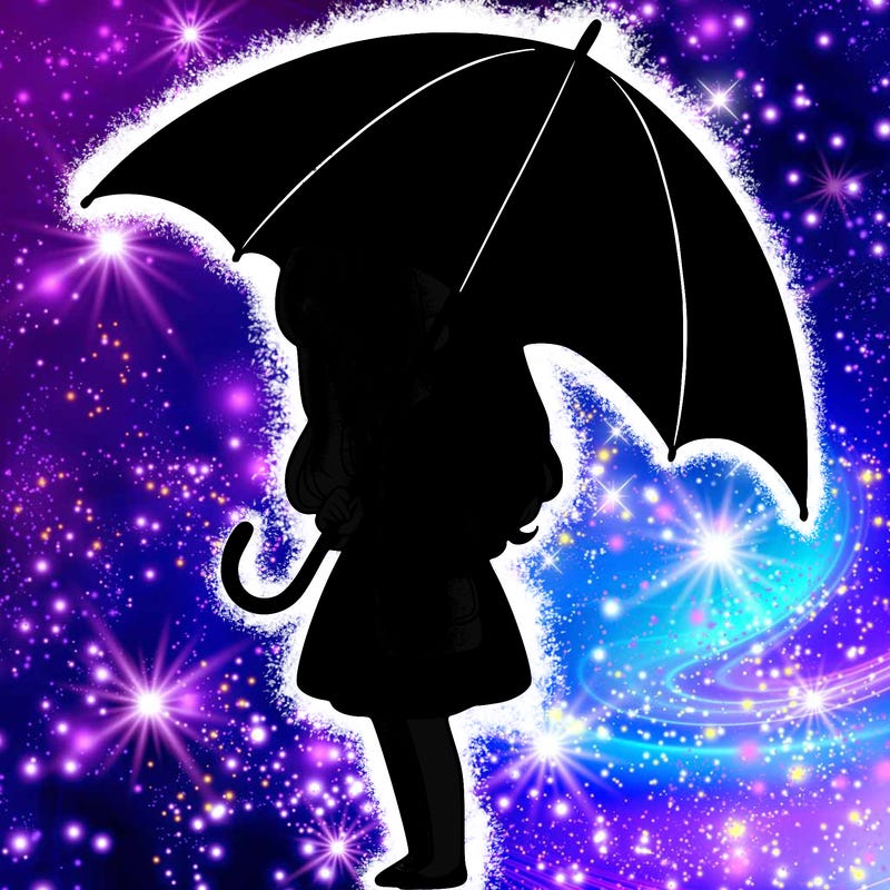 lonely girl holding black umbrella