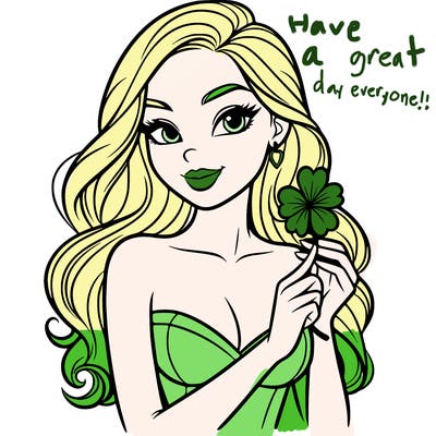 beautiful woman  carrying a clover