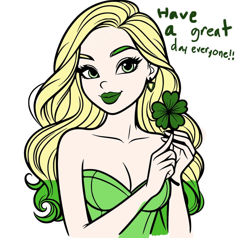 beautiful woman  carrying a clover