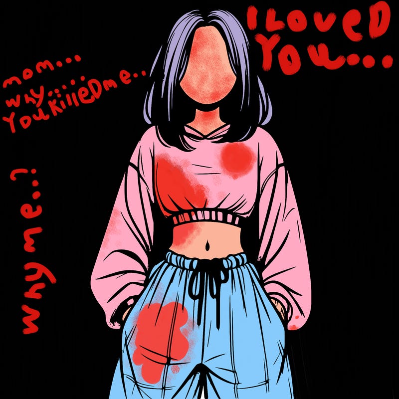 realistic girl faceless with baggy pants and a crop top