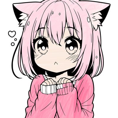 shy anime catgirl