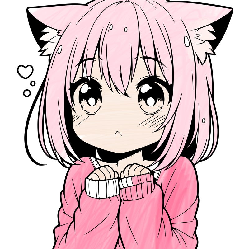 shy anime catgirl