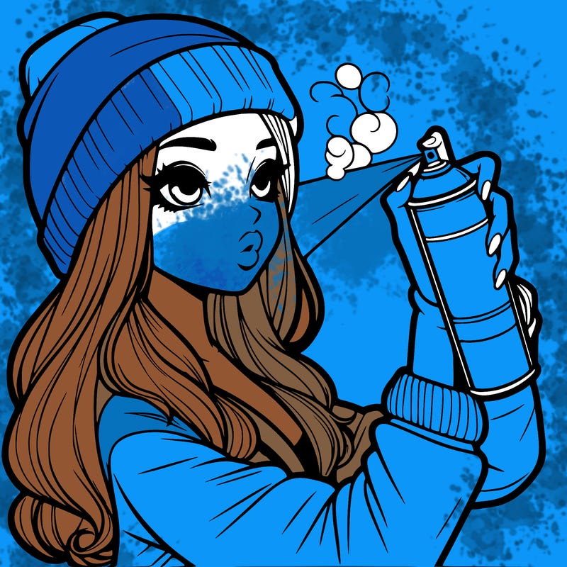 realistic girl spray painting