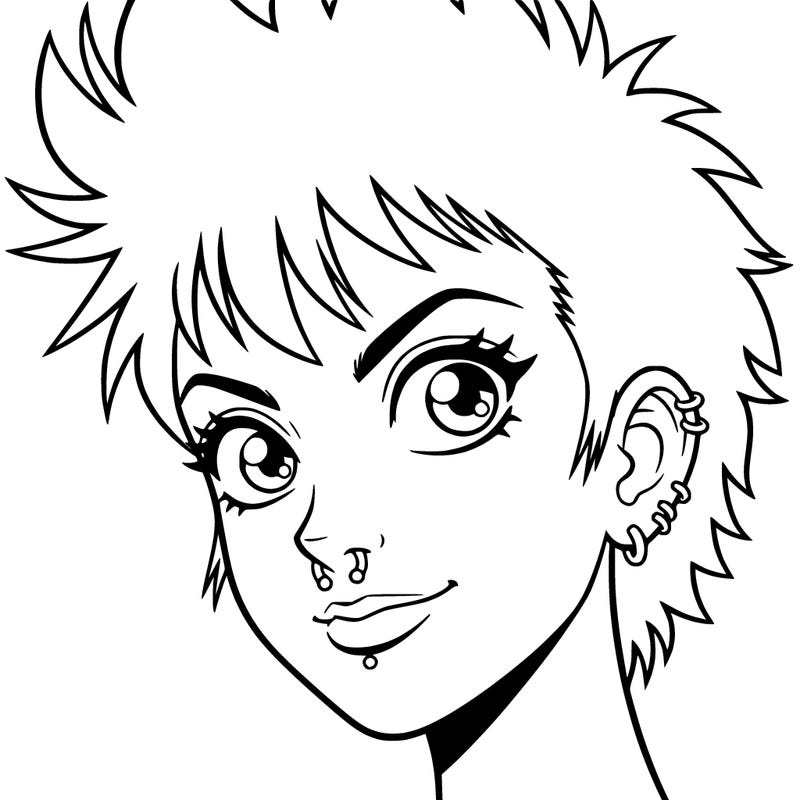 punk girl face with piercings