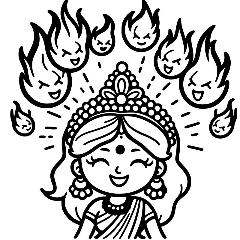 fire balls getting shooting out of  goddess