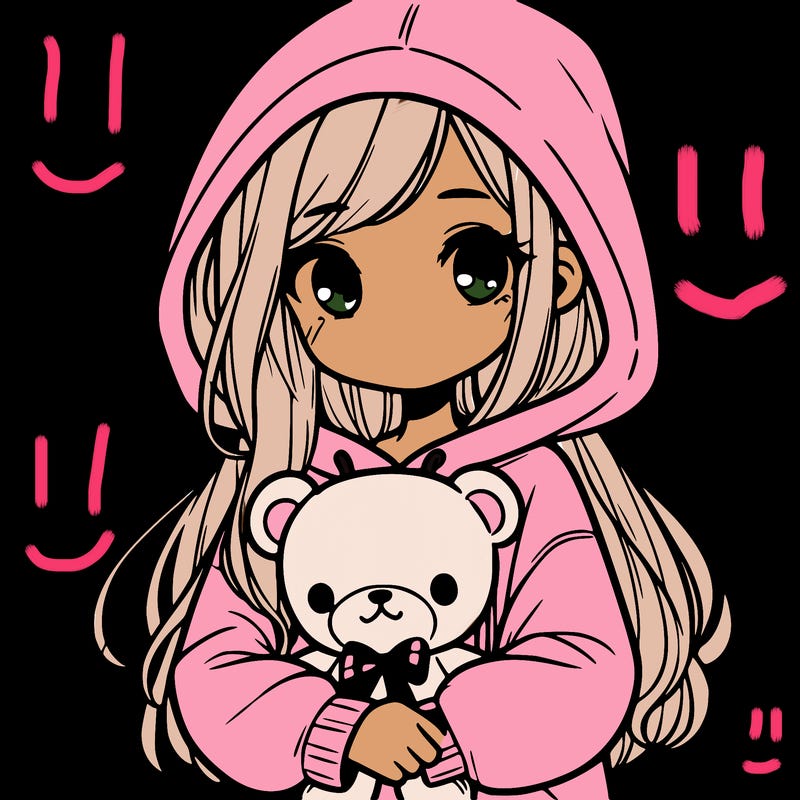 girl with big hoodie and long hair holding teddy bear
