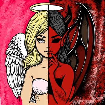 realistic angel half demon